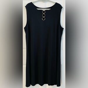 JM Collection Black Dress with Silver Ring Detail With Stretch Size XXL